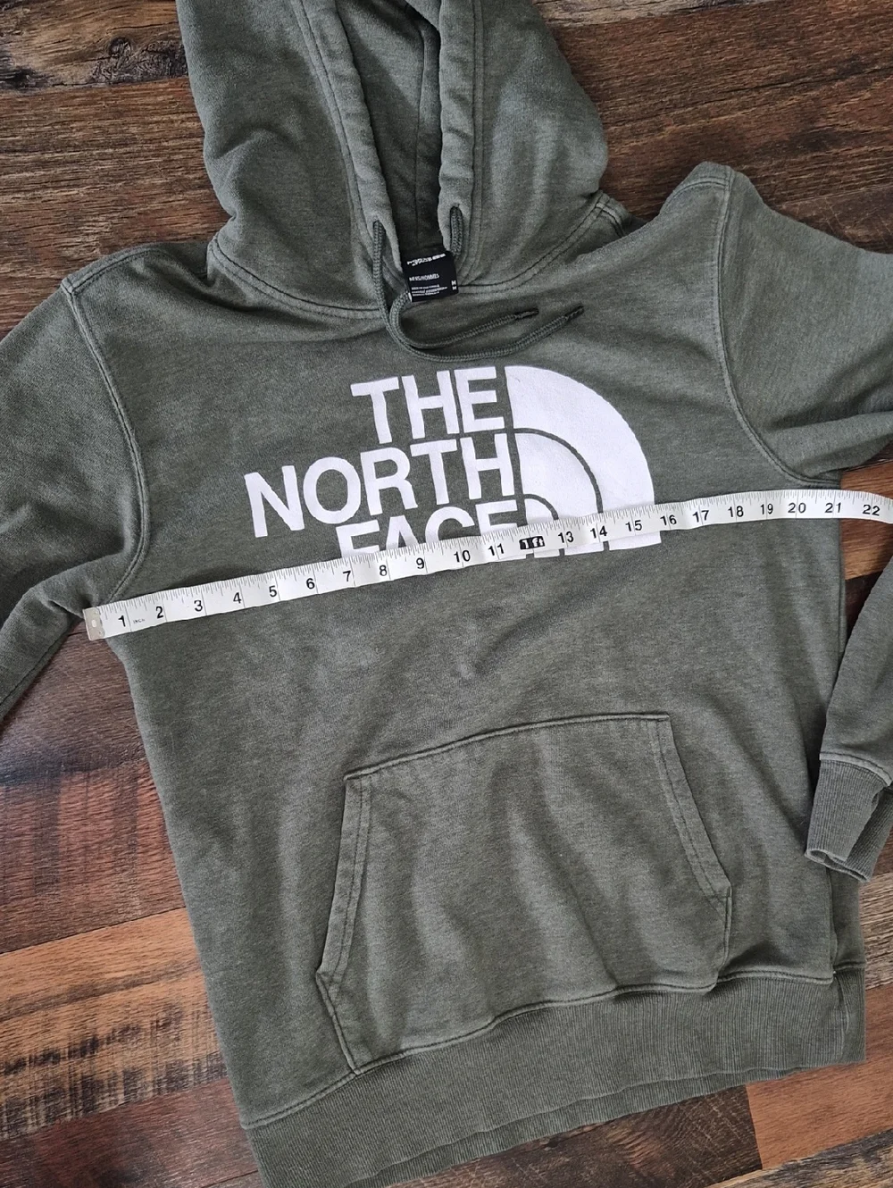 The North Face Olive Green Hoodie with White Logo Medium